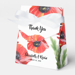 Röda poppies-bröllopsruta presentaskar
