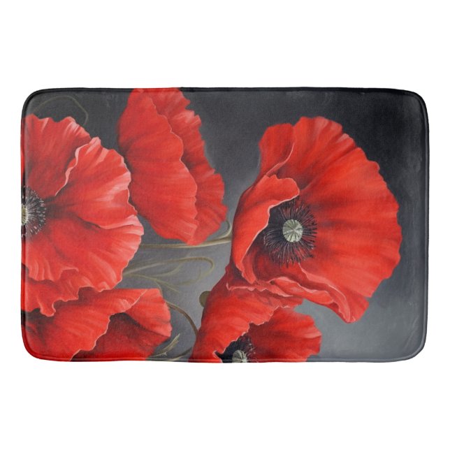 Röda poppies Flowers Badrumsmatta (Framsidan)
