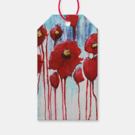 Röda poppies Gift-märkre Presentetikett