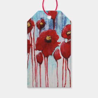 Röda poppies Gift-märkre Presentetikett