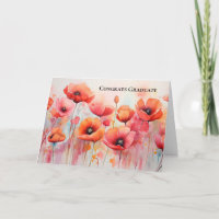 Röda poppies i Fält Watercolor Studenten