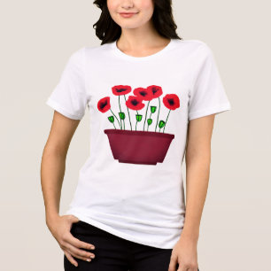 Röda poppies i Terracotta Planter T Shirt