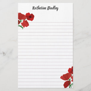 Röda poppies Lägg till Namn länkade Brevpapper