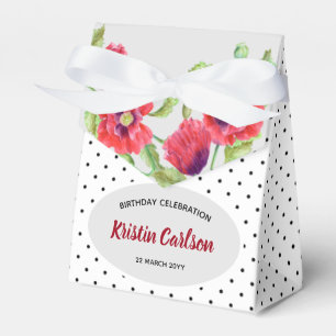 Röda poppies med svart vit polka presentaskar