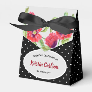 Röda poppies med svart vit polka punkt presentaskar
