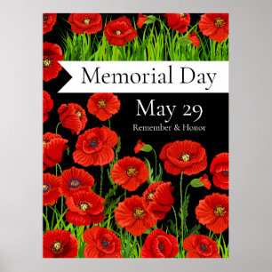 Röda poppies minnesdag poster