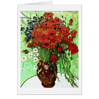Röda poppies och Daisy Van Gogh Fine Art Hälsningskort