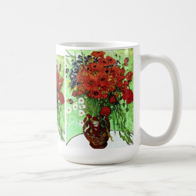 Röda poppies och Daisy Van Gogh Fine Art Kaffemugg (Höger)