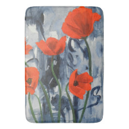 Röda poppies på Grått Badrumsmatta