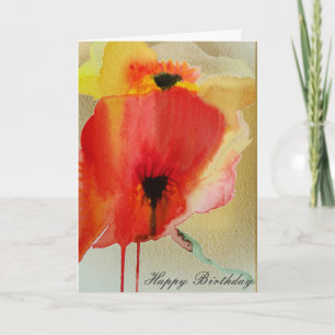 Röda poppies på guld moderna blommigtens konstår kort