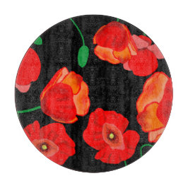 Röda poppies på svart bakgrundsillustration