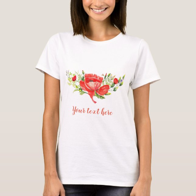 Röda poppies, Personlig T Shirt (Framsida)