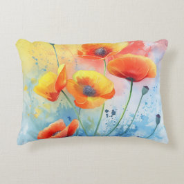 Röda poppies - Rektangulär dekorfärg Prydnadskudde