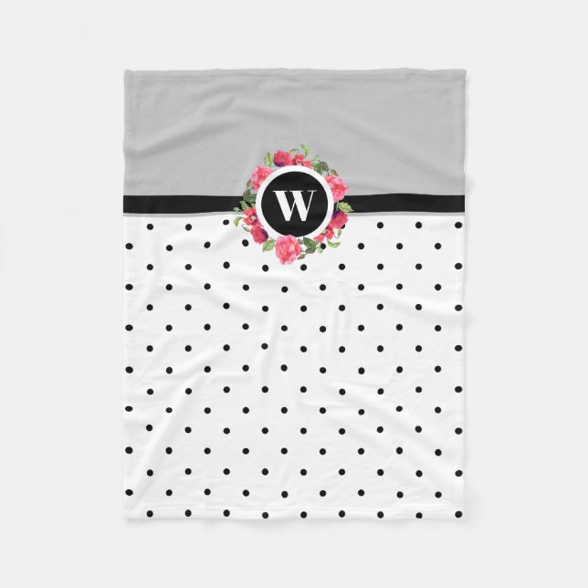 Röda poppies Rosa ros Circle Watercolor Red Poppie Fleecefilt (Framsidan)