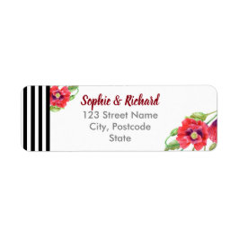 Röda poppies Vild Blommigt Bröllop Returadress Etikett