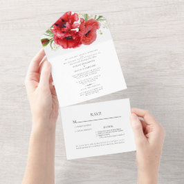 Röda poppies vita två Venue Bröllop alla i ett
