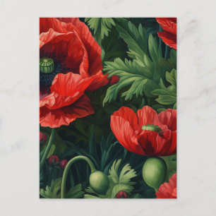 Röda poppies-vykort vykort