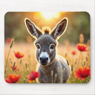 Röda poppor av typen Cute donkey adful animal art Musmatta