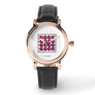 Röda prickade Mönster Armbandsur