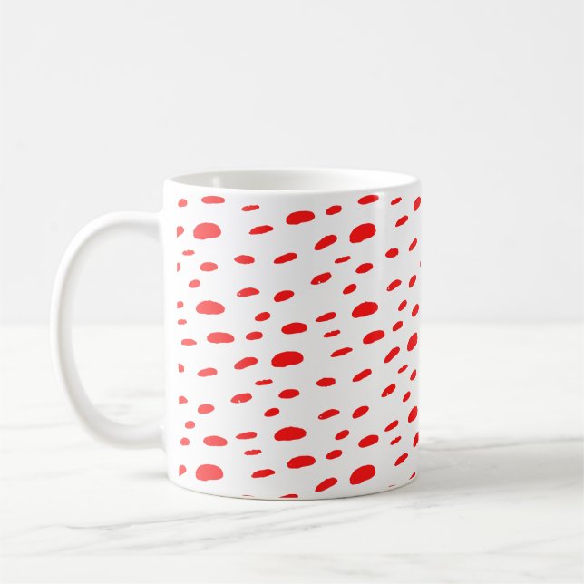Röda prickar Dalmatiner mönster  Kaffemugg (Vänster)
