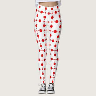 Röda prickar, prickmönster, prickar, prickigt leggings