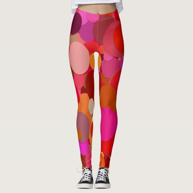 röda prickkonfettileggingar leggings (Framsida)