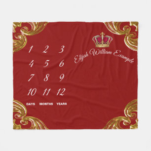 Röda prins Milestone Pojke Blanket Fleecefilt