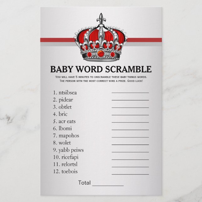 Röda prinsens baby shower-spel (Framsida)