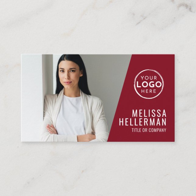 Röda professionella fotologotyp visitkort (Framsida)