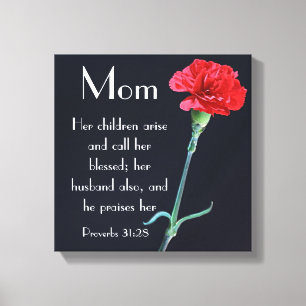 röda Proverbs 31 för verse för nejlikamors Canvastryck