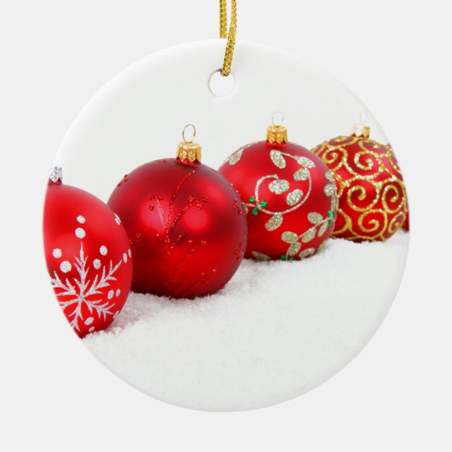 Röda prydnadar julgransprydnad keramik (Framsidan)