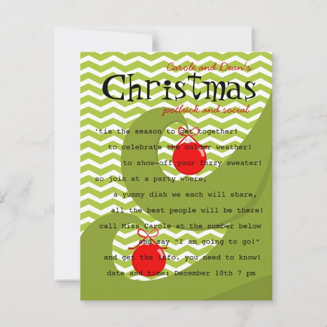 Röda prydnadsföremål inbjudningar (Framsida)