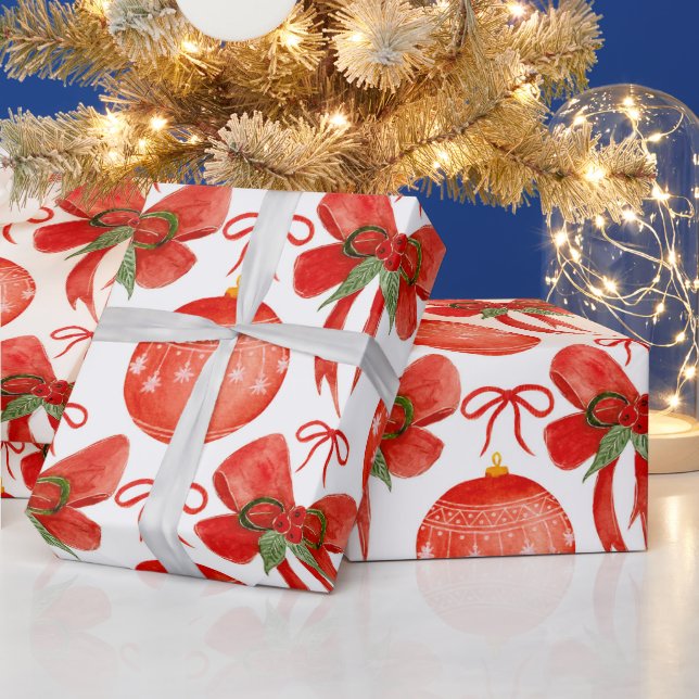 Röda prydnadsföremål och Dekorationer för vattenfä Presentpapper (Helgdagar)