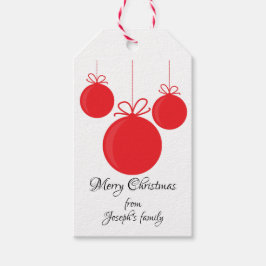 Röda prydnadsföremål presentetikett