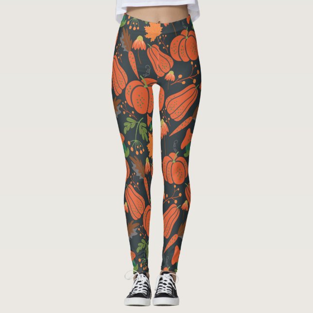 Röda pumpar, sömlösa mönster och morötter leggings (Framsida)