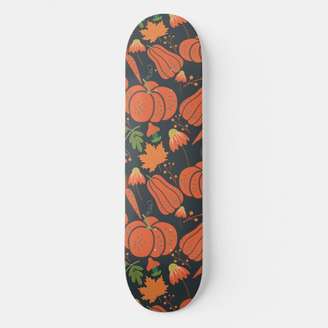 Röda pumpar, sömlösa mönster och morötter mini skateboard bräda 18,5 cm (Framsida)
