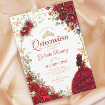 Röda Quinceañera Gyllene Fjärilar Rosor