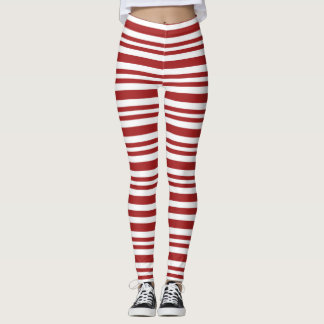 Röda rand-balkar leggings