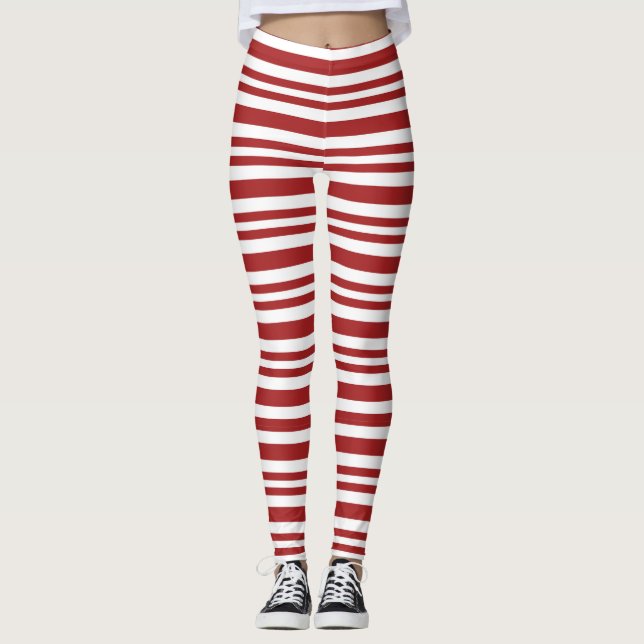 Röda rand-balkar leggings (Framsida)