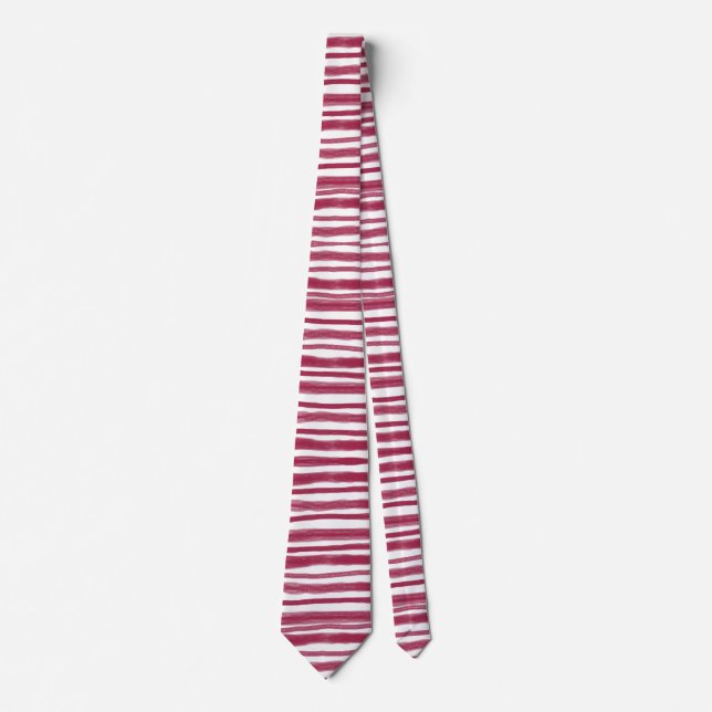 Röda Ränder Bordeaux  Slips (Framsida)