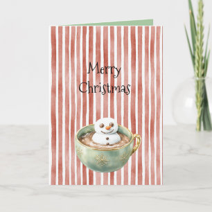 Röda Ränder Jul Glad Marshmallow i Kakao Kort