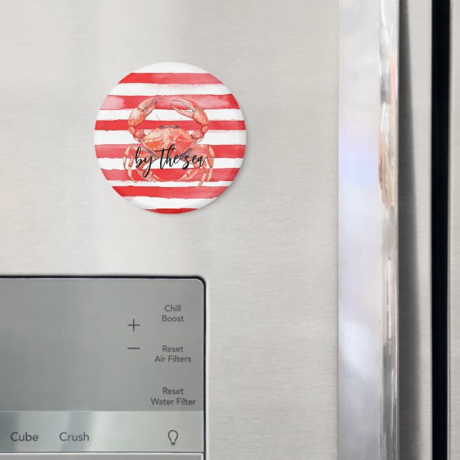 Röda Ränder Krabba Utforska Vid Havet Magnet (In Situ (Fridge))