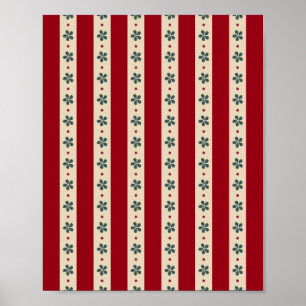 Röda Ränder Och Blommor Poster