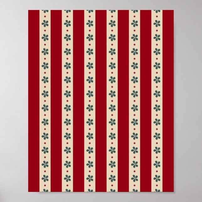 Röda Ränder Och Blommor Poster (Framsidan)