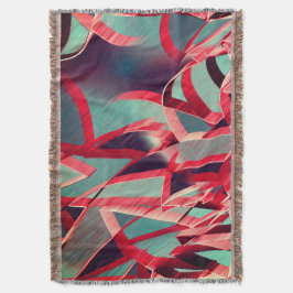 Röda ränder över grått eller blått, skrumpna bilde filt