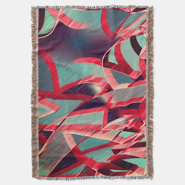 Röda ränder över grått eller blått, skrumpna bilde filt (Framsidan Vertikal)