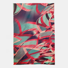 Röda ränder över grått eller blått, skrumpna bilde kökshandduk