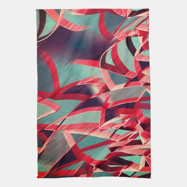 Röda ränder över grått eller blått, skrumpna bilde kökshandduk (Vertikal)