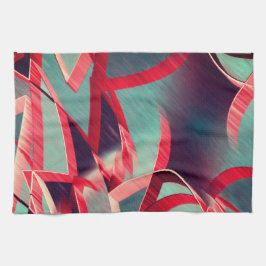 Röda ränder över grått eller blått, skrumpna bilde kökshandduk