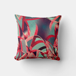 Röda ränder över grått eller blått, skrumpna bilde kudde